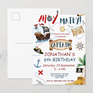 Postal Cumpleaños del Pirata Cute