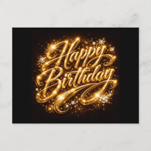 Postal Cumpleaños Diamond Glow — Tipografía Dorada 3D 