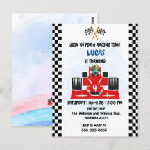 Cumpleaños Dinosaurio coche de carreras niño rojo