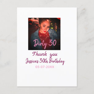 Postal Cumpleaños Dirty 30 agregar nombre rosa agregar fo
