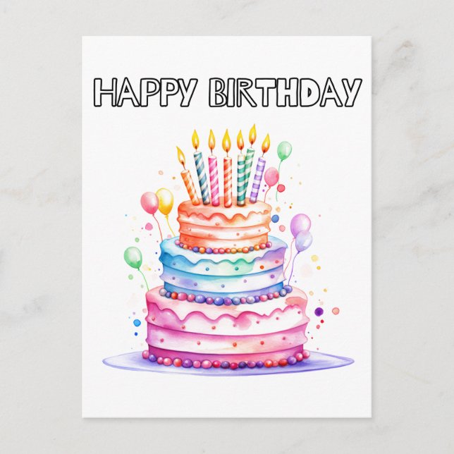 Postal Cumpleaños | Disfrutar De Un Pastel (Anverso)