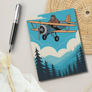 Postal Cumpleaños Divertido Bigfoot Avión Antiguo Persona