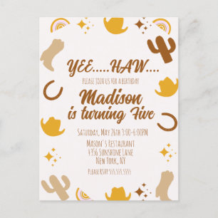 Postal Cumpleaños divertido con arcoíris y rodeos  