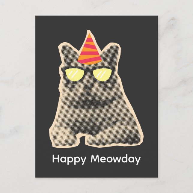 Postal Cumpleaños divertido de gato (Anverso)