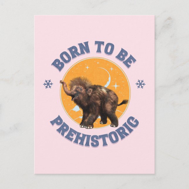 Postal Cumpleaños divertido de mamut bebé prehistórico (Anverso)