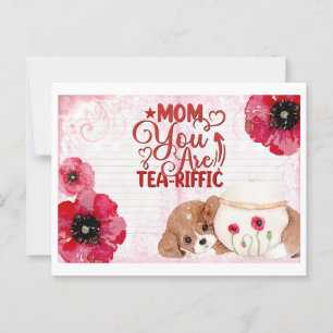 Postal Cumpleaños Divertido Mamá Té Amante Perro Floral M