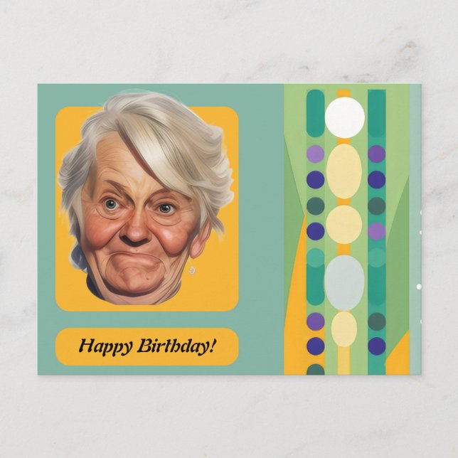Postal Cumpleaños Divertido Señora Retro (Anverso)