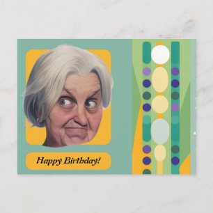 Postal Cumpleaños Divertido Señora Retro