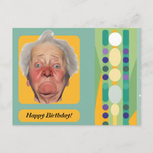 Postal Cumpleaños Divertido Señora Retro