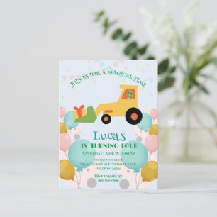 Postal Cumpleaños divertido tractor dinosaurio DIY Nombre