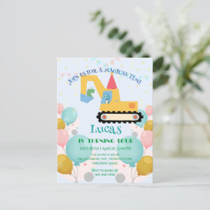 Postal Cumpleaños divertido tractor dinosaurio DIY Nombre