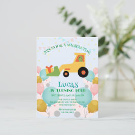 Postal Cumpleaños divertido tractor dinosaurio Nombre DIY