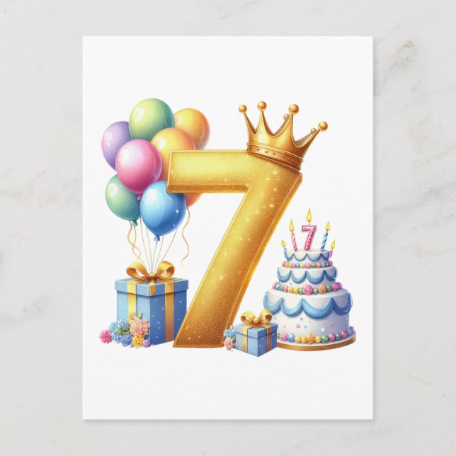 Postal Cumpleaños dorado 7 (Anverso)