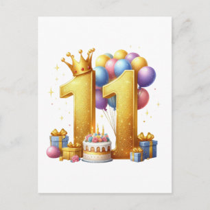 Postal Cumpleaños dorado número 11