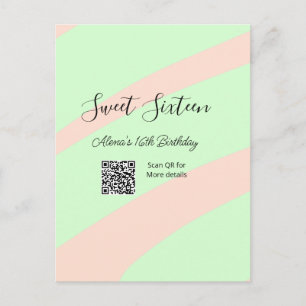 Postal Cumpleaños dulces dieciséis pastel naranja verde Q