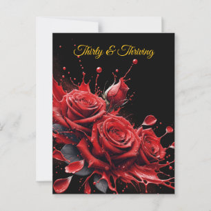 Postal Cumpleaños elegante de 30 años - Rosas en flor