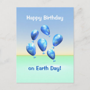 Postal Cumpleaños en el Día de la Tierra Globos Mundiales