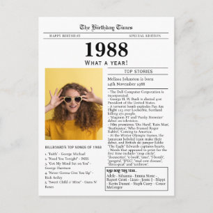 Postal Cumpleaños en el periódico de 1988 