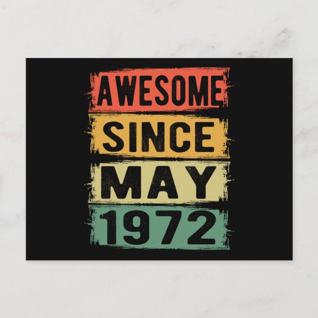 Postal Cumpleaños en mayo Nacido en 1972 (Anverso)