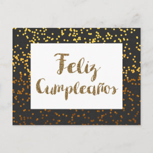 Postal Cumpleanos en negro y oro