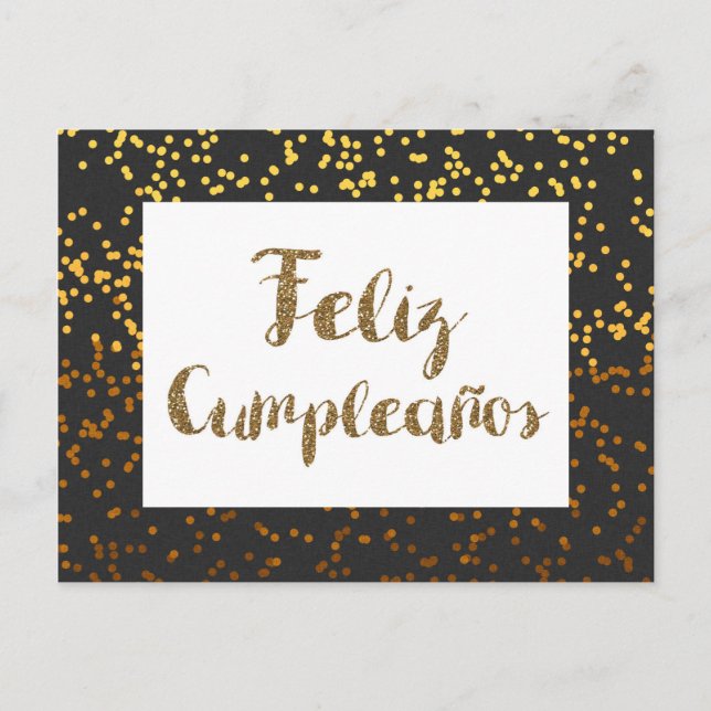 Postal Cumpleanos en negro y oro (Anverso)