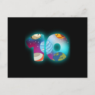 Postal CUMPLEAÑOS ESPACIAL 10 Niño cumple 10 años 10 años