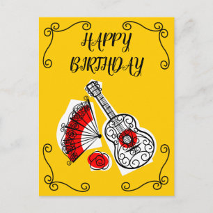 Postal Cumpleaños Esquinas Recuerdos Españoles vertical