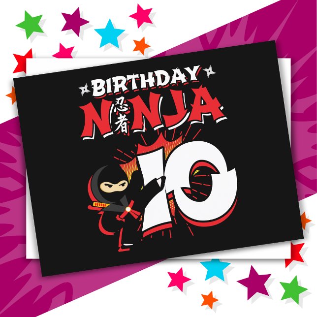 Postal Cumpleaños estilo cómic de ninja de 10 años (Subido por el creador)