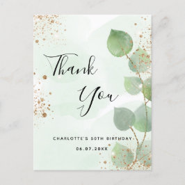 Postal Cumpleaños eucalyptus geenery purpurina gracias