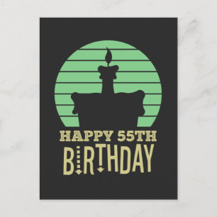 Postal cumpleaños feliz 55 cita amarilla verde