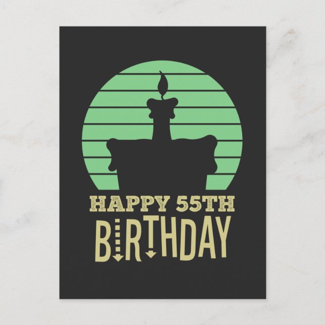 Postal cumpleaños feliz 55 cita amarilla verde (Anverso)