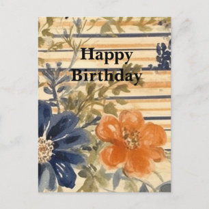 Postal Cumpleaños Feliz Acuarela Floral