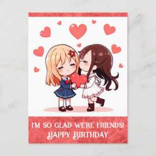 Postal Cumpleaños Feliz Amigo Corazones Dibujos Animados 
