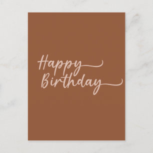 Postal Cumpleaños Feliz Boho Verano Marrón Terracota Tend