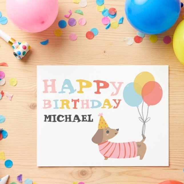 Postal Cumpleaños Feliz Dachshund Personalizado (Subido por el creador)