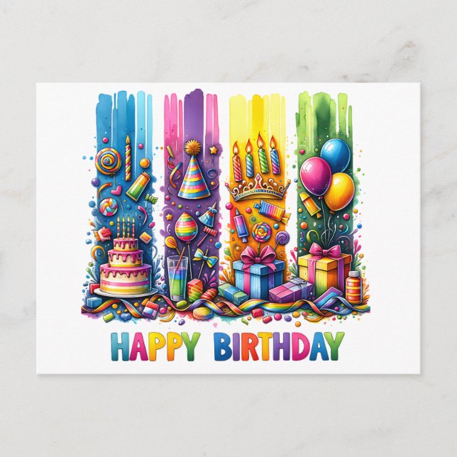 Postal Cumpleaños feliz de Brushstrot (Anverso)