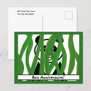 Postal Cumpleaños feliz de Francia en un oso panda