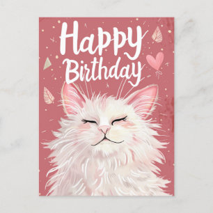 Postal Cumpleaños Feliz de Gato Blanco
