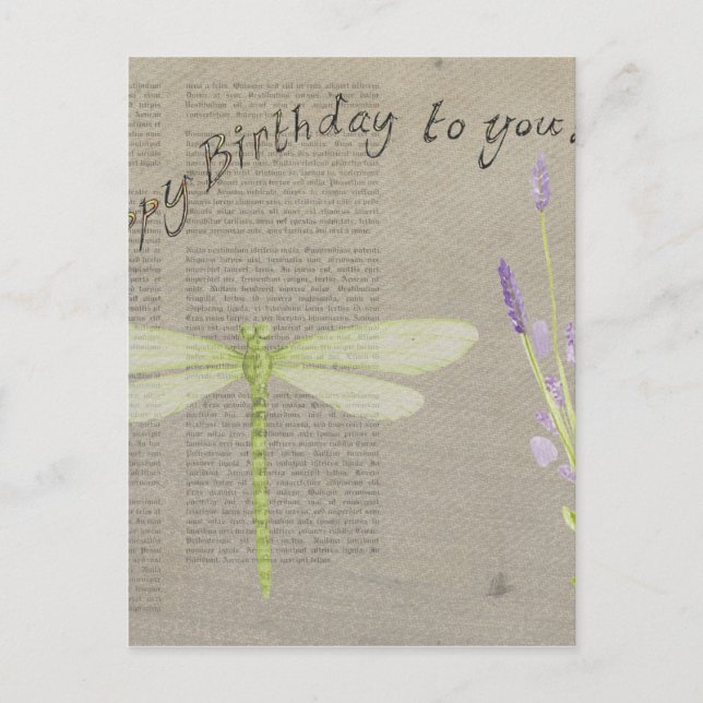 Postal cumpleaños feliz de la libélula (Anverso)