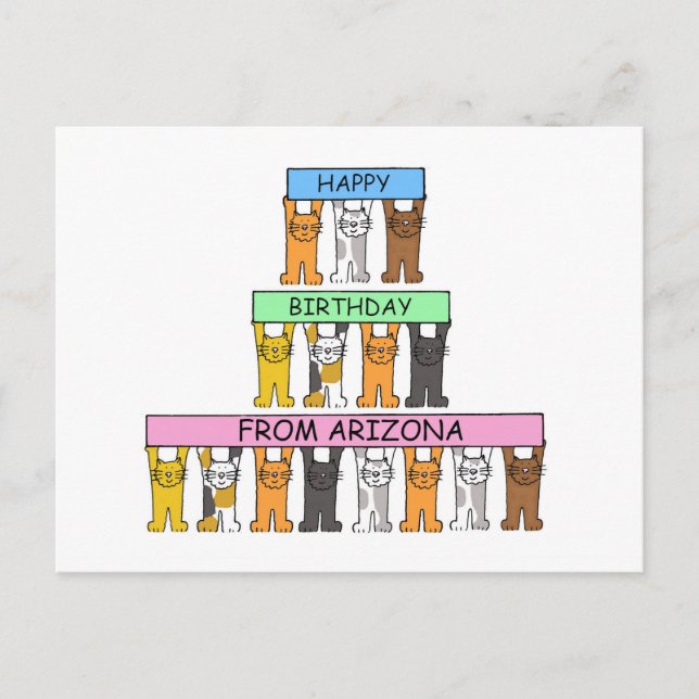 Postal Cumpleaños feliz de los gatos Personalizados de Ar (Anverso)