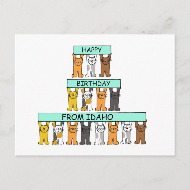 Postal Cumpleaños feliz de los gatos Personalizados de Id (Anverso)