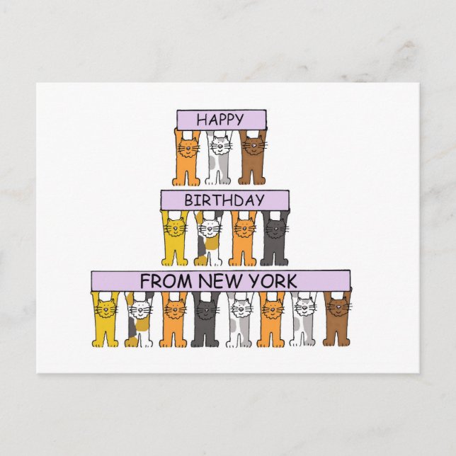 Postal Cumpleaños feliz de los gatos Personalizados de Nu (Anverso)