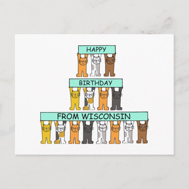 Postal Cumpleaños feliz de los gatos Personalizados de Wi (Anverso)