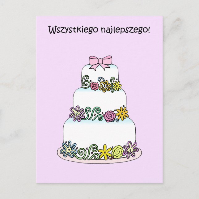 Postal Cumpleaños feliz de Polonia Wszystkiego Najlepszeg (Anverso)