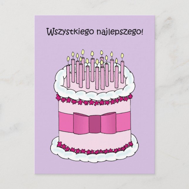 Postal Cumpleaños feliz de Polonia Wszystkiego Najlepszeg (Anverso)
