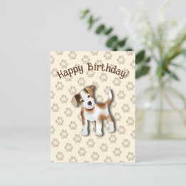 Postal Cumpleaños Feliz Editable Jack Russell Terrier