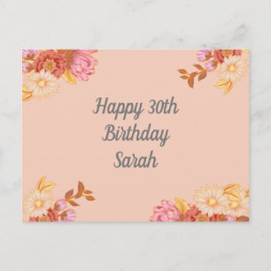Postal Cumpleaños Feliz Floral Personalizada