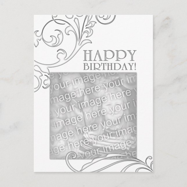 Postal cumpleaños feliz (florido elegante) (Anverso)