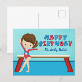 Postal Cumpleaños Feliz Gimnasta Linda Personalizado Gimn