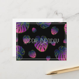 Postal Cumpleaños Feliz Hoja Tropical de Monstera